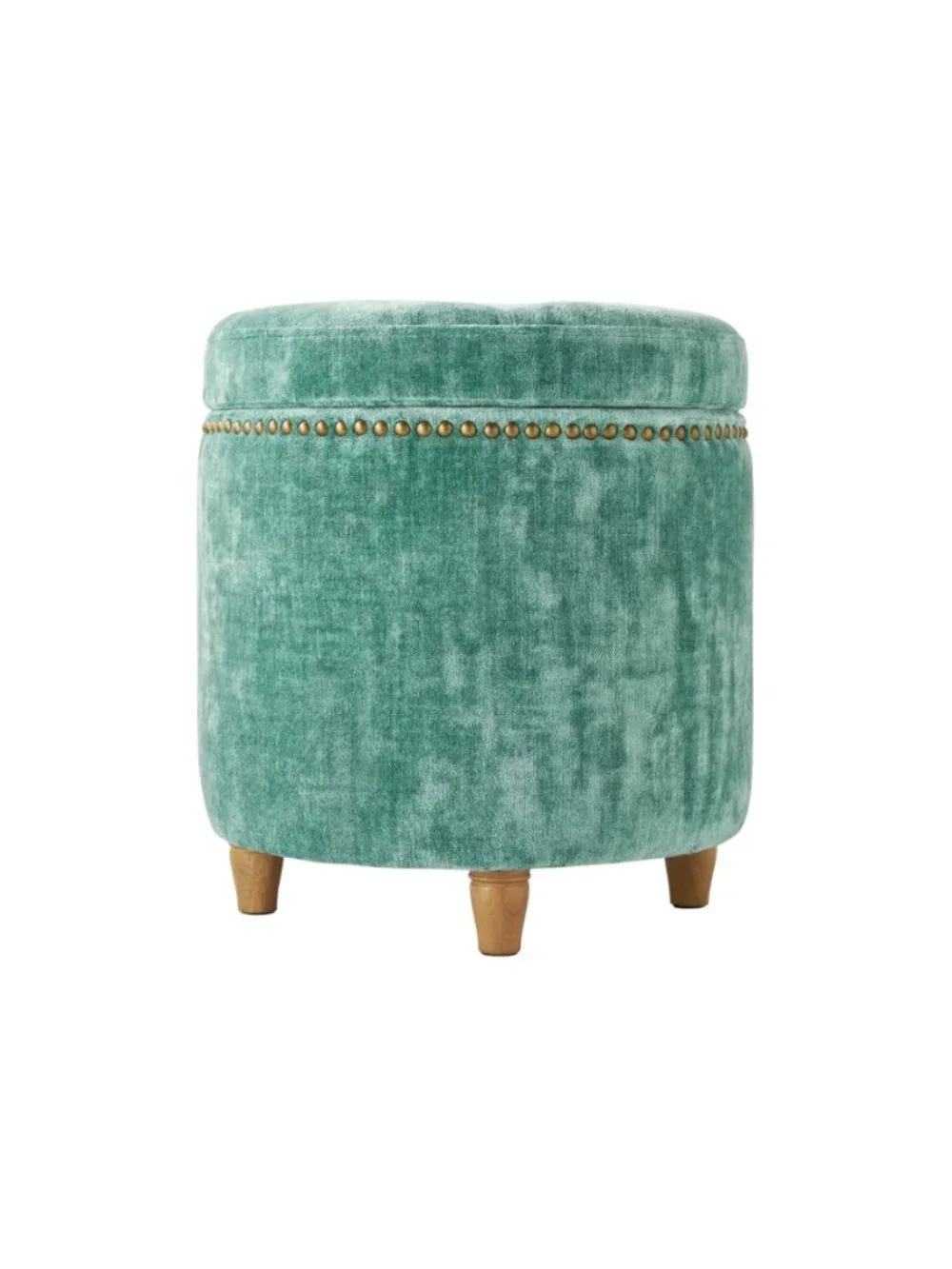 The Pioneer Woman Home Green Footstools Harper Round Velvet Storage Jade Ottoman